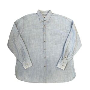 Peter Millar Blue Denim Chambray Shirt Long Sleeve Button Down Size XL